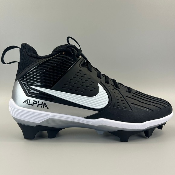 Nike Alpha Menace Strong Football Cleats Men Size 8 Black White II5139-010 NEW - Picture 1 of 6
